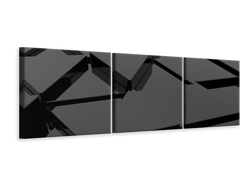 Panorama Leinwandbild 3-teilig 3D-Dreiecksflächen