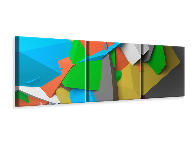 Panorama Leinwandbild 3-teilig 3D-Geometrische Figuren