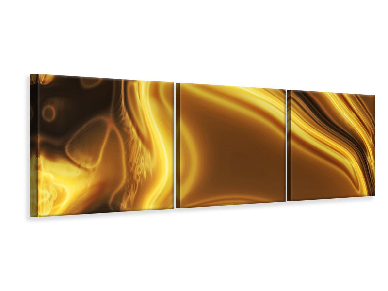 Panorama Leinwandbild 3-teilig Abstrakt Flüssiges Gold