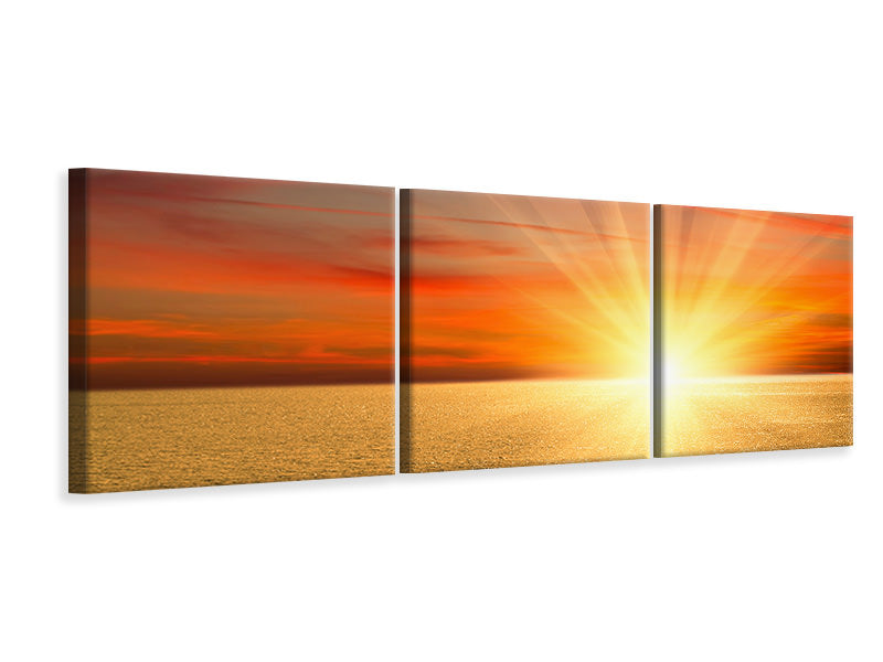 Panorama Leinwandbild 3-teilig Der Sonnenuntergang