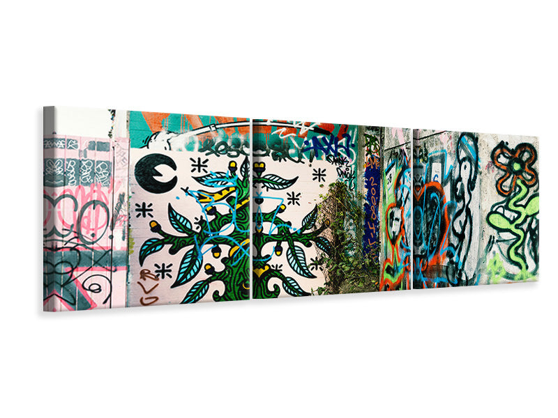 Panorama Leinwandbild 3-teilig Graffiti im Hinterhof
