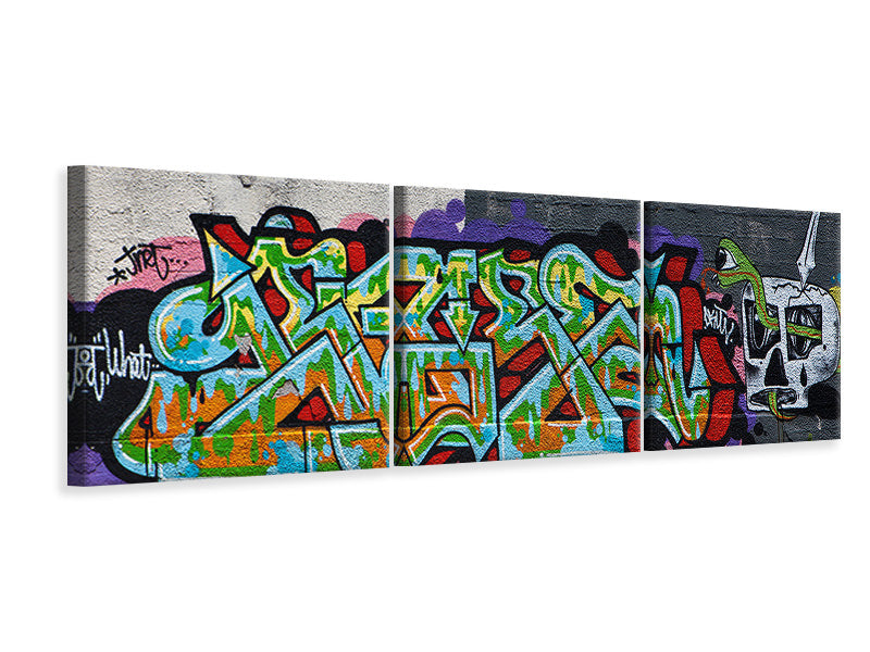 Panorama Leinwandbild 3-teilig Graffiti in New York