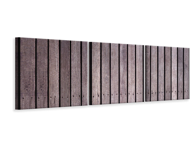 Panorama Leinwandbild 3-teilig Holzwand