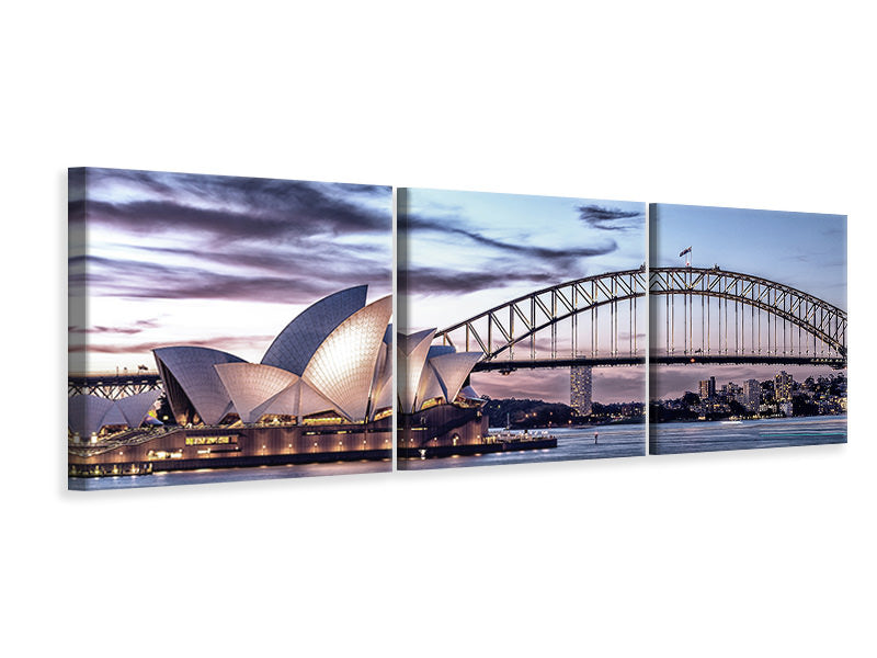 Panorama Leinwandbild 3-teilig Skyline Sydney Opera House