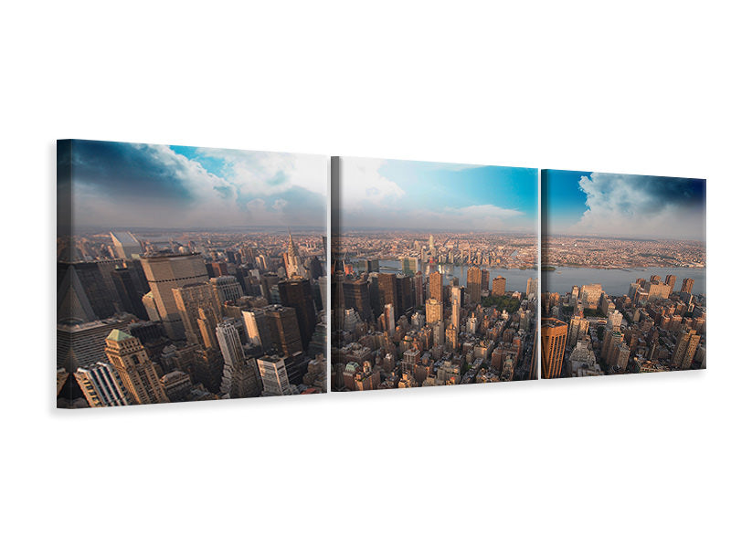 Panorama Leinwandbild 3-teilig Skyline Über den Dächern von Manhattan