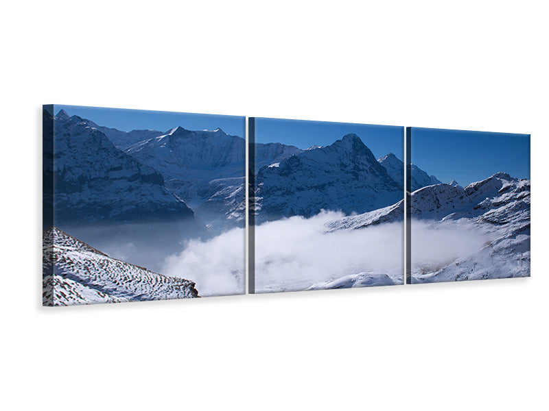 Panorama Leinwandbild 3-teilig Sonnenterrasse in den Schweizer Alpen