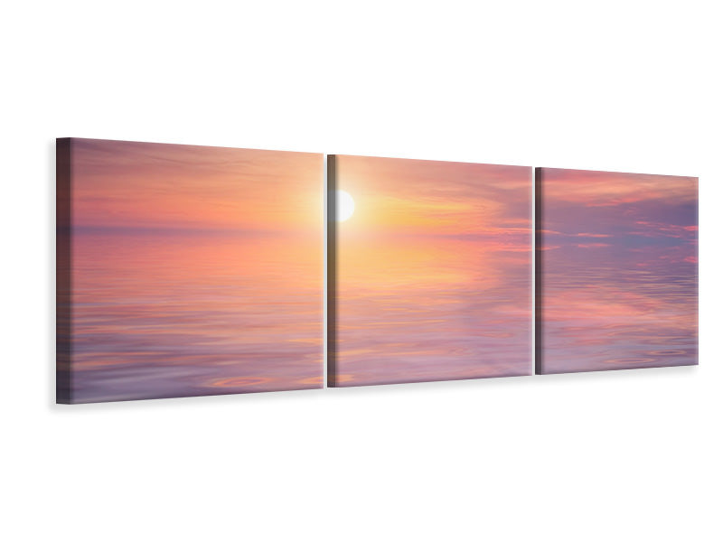 Panorama Leinwandbild 3-teilig Sonnenuntergang auf See