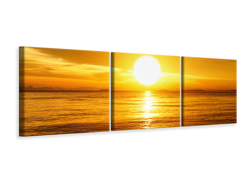 Panorama Leinwandbild 3-teilig Traumhafter Sonnenuntergang