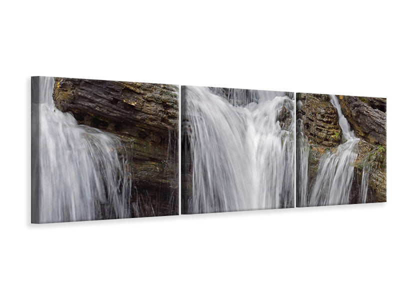 Panorama Leinwandbild 3-teilig Wasserfall XXL