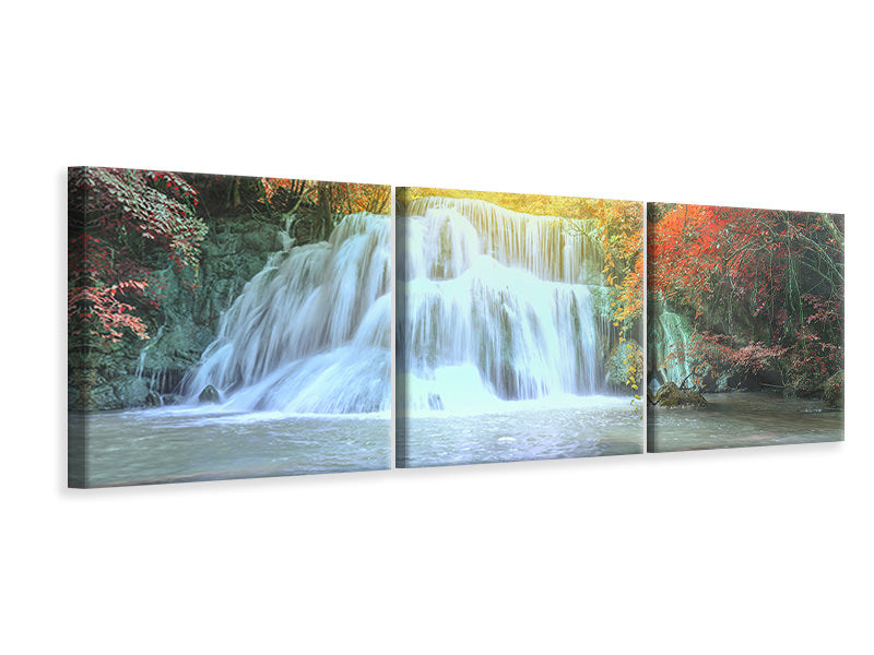 Panorama Leinwandbild 3-teilig Wasserfall im Licht