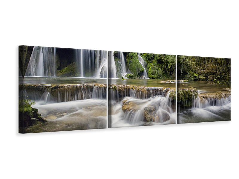 Panorama Leinwandbild 3-teilig Achtung Wasserfälle