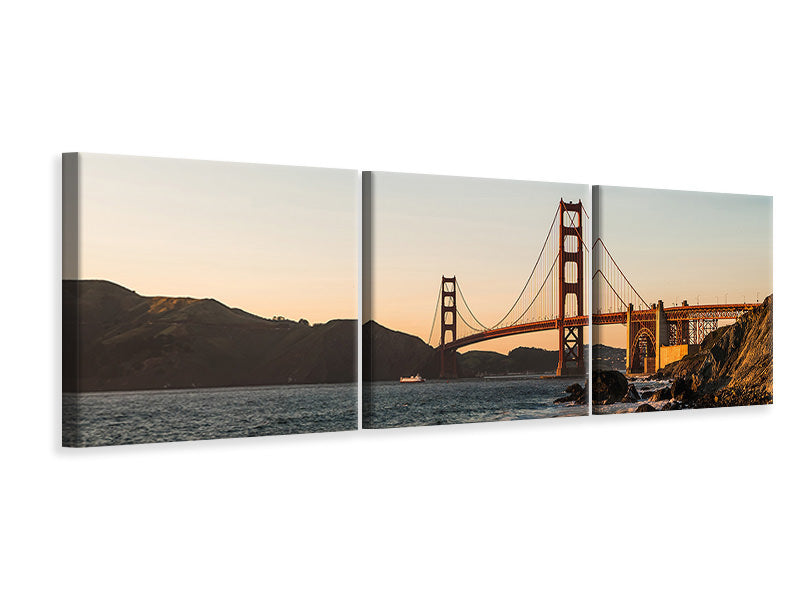Panorama Leinwandbild 3-teilig An der Golden Gate Brücke