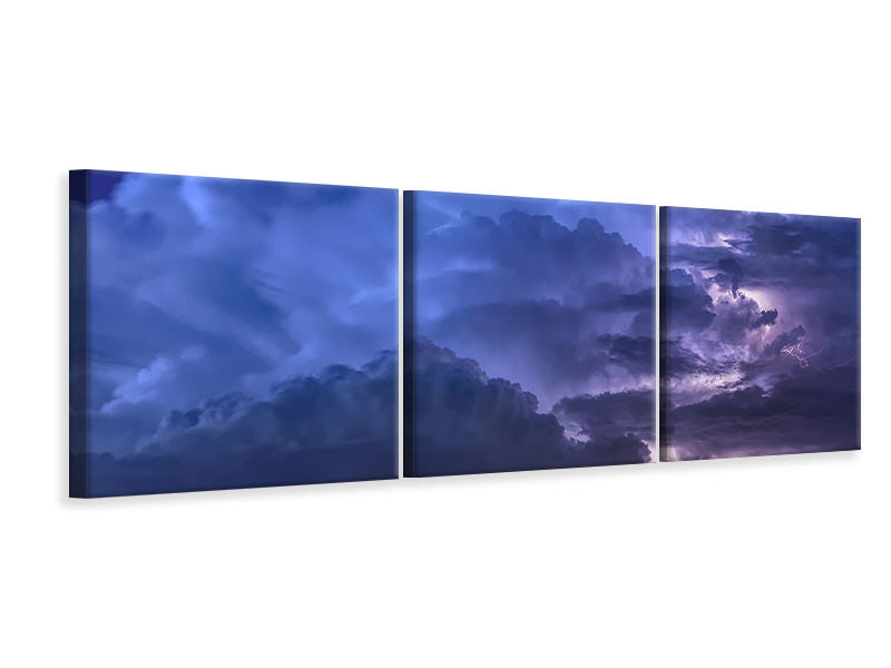 Panorama Leinwandbild 3-teilig Blitze im Himmel