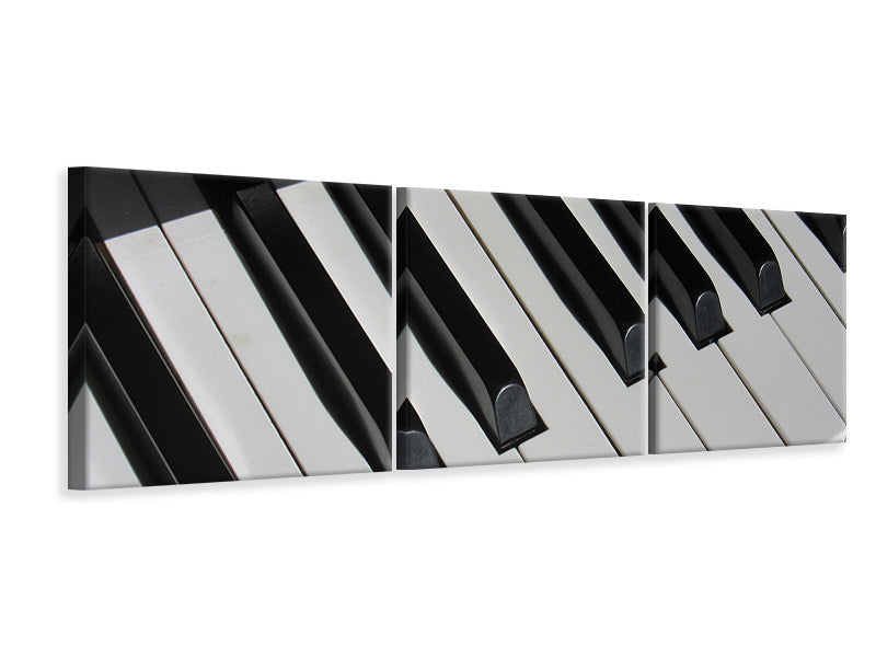 Panorama Leinwandbild 3-teilig Close up Klavier