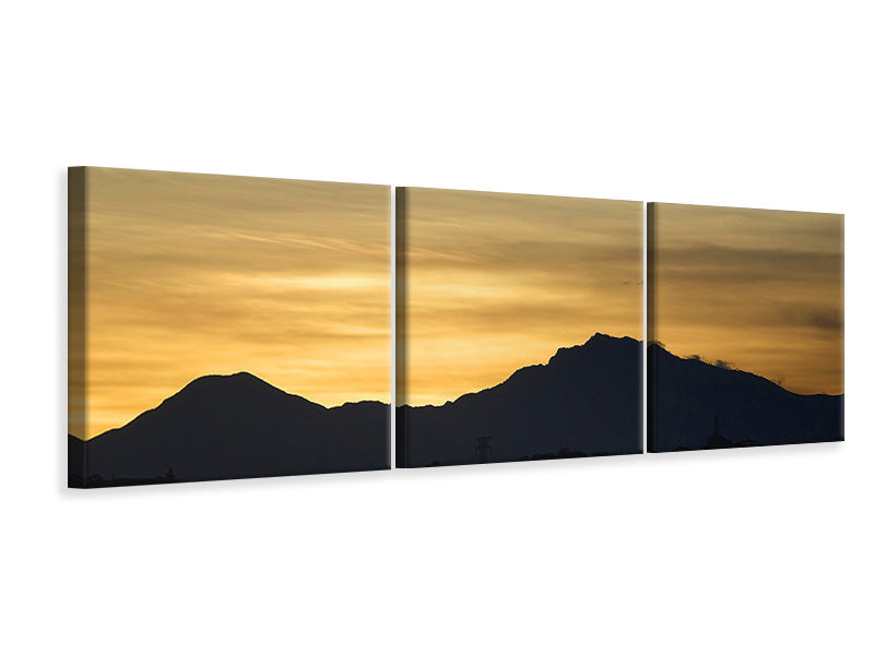 Panorama Leinwandbild 3-teilig Der Sonnenaufgang in den Bergen