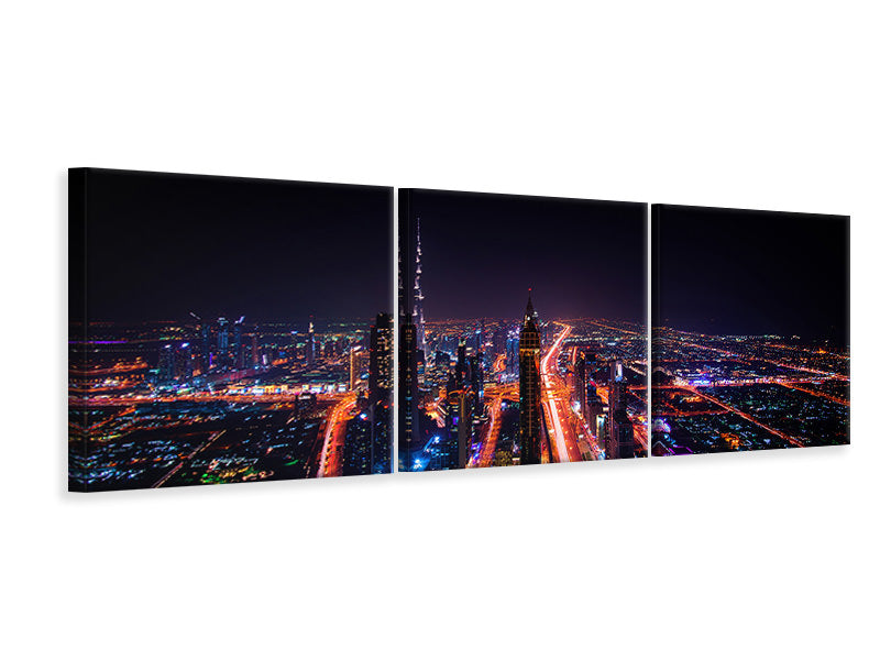 Panorama Leinwandbild 3-teilig Die bunten Lichter von Dubai