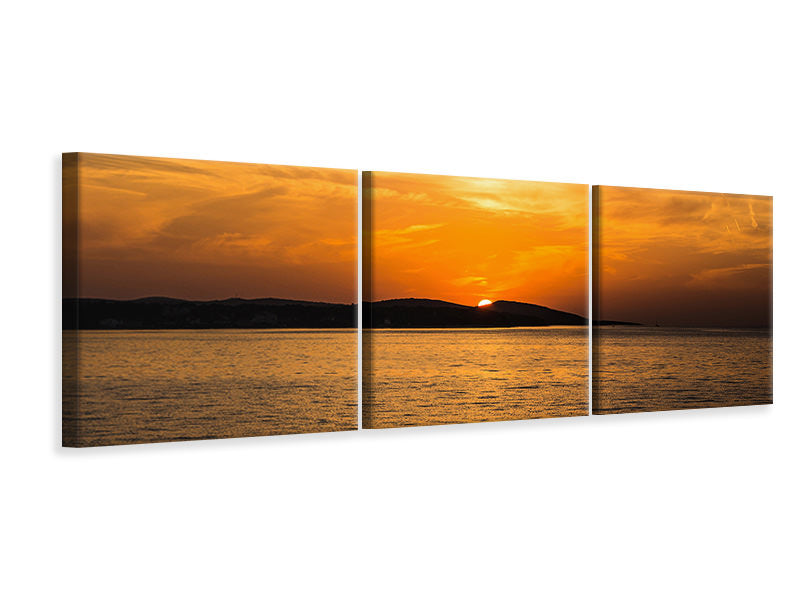 Panorama Leinwandbild 3-teilig Die Sonne geht unter