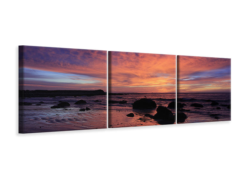 Panorama Leinwandbild 3-teilig Farbenprächtiger Sonnenuntergang