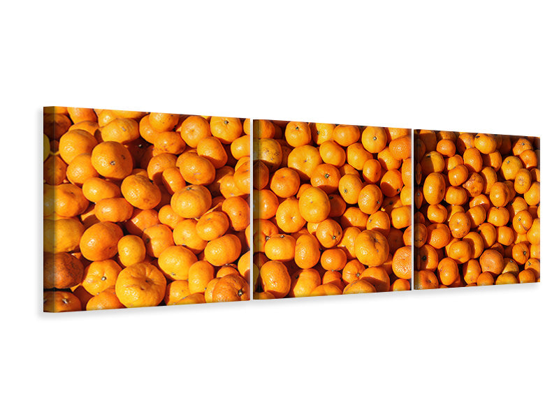 Panorama Leinwandbild 3-teilig Frische Mandarinen