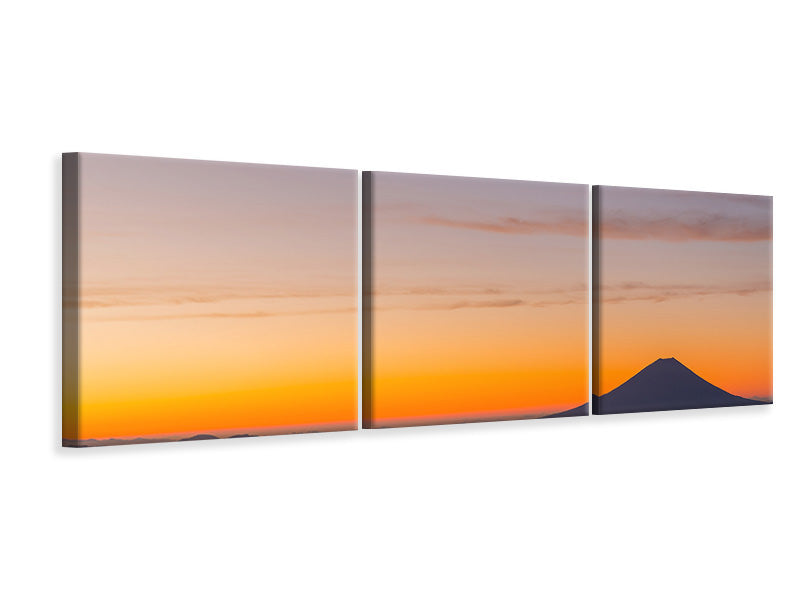 Panorama Leinwandbild 3-teilig Fujisan bei Sonnenuntergang