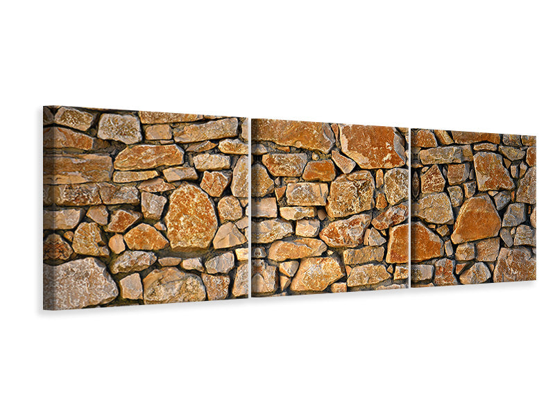 Panorama Leinwandbild 3-teilig Natur Steinmauer