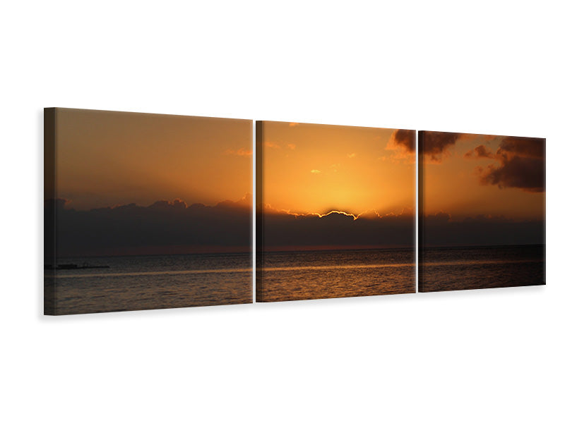 Panorama Leinwandbild 3-teilig Schöner Sonnenaufgang am Strand