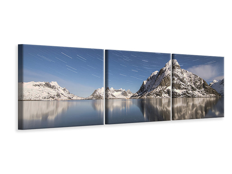Panorama Leinwandbild 3-teilig Spiegelungen bei den Bergen