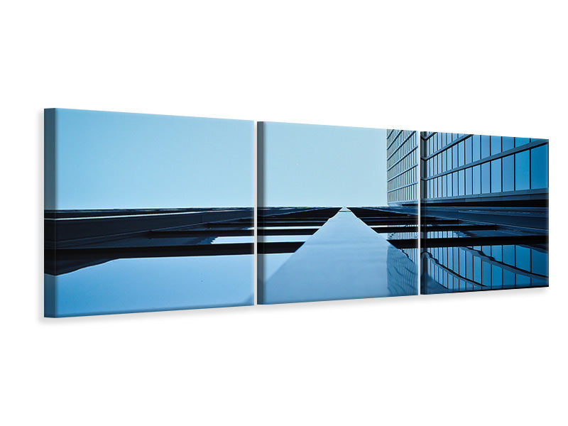 Panorama Leinwandbild 3-teilig Spiegelungen einer Fassade