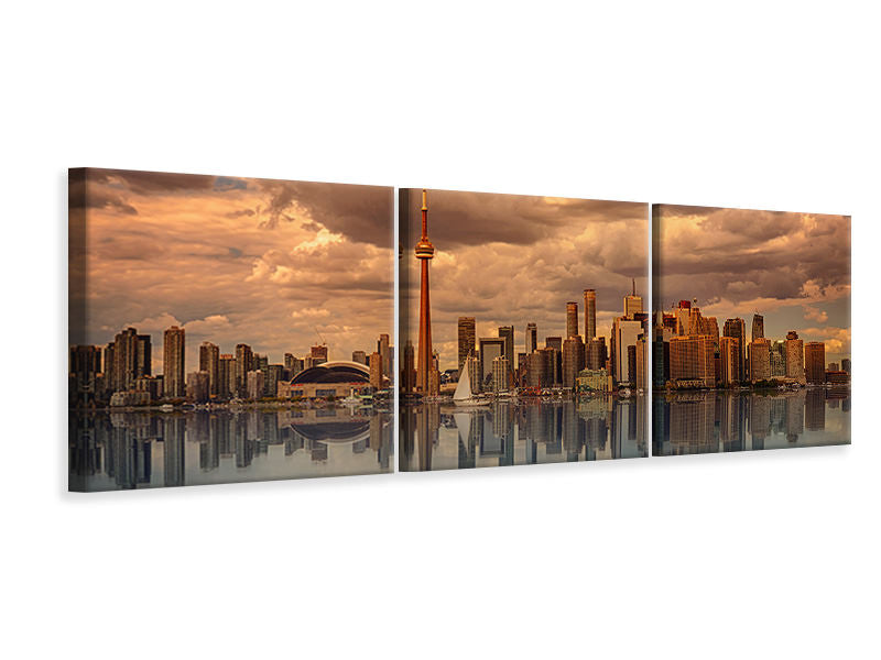 Panorama Leinwandbild 3-teilig Toronto in der Abenddämmerung