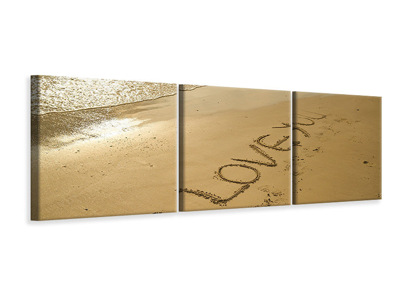 Panorama Leinwandbild 3-teilig Zeichen im Sand