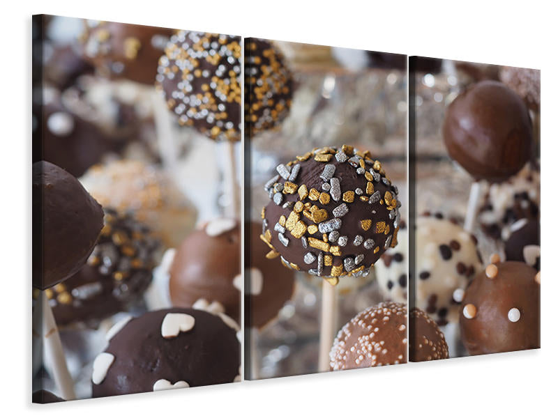 Leinwandbild 3-teilig Schokoladen Lollis