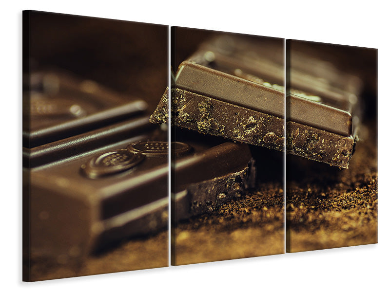 Leinwandbild 3-teilig Schwarze Schokolade