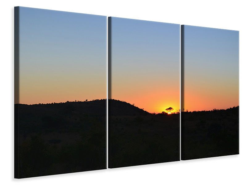 Leinwandbild 3-teilig Sonnenuntergang in Afrika