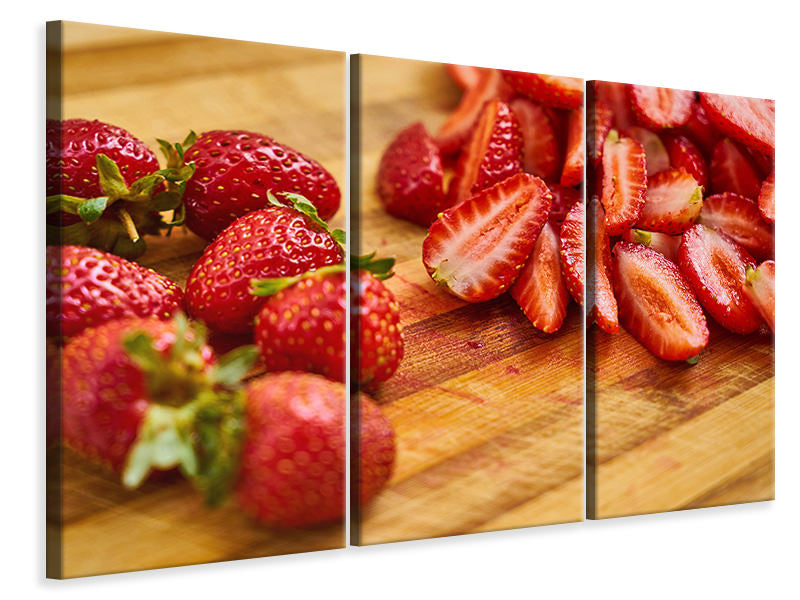 Leinwandbild 3-teilig Süsse Erdbeeren