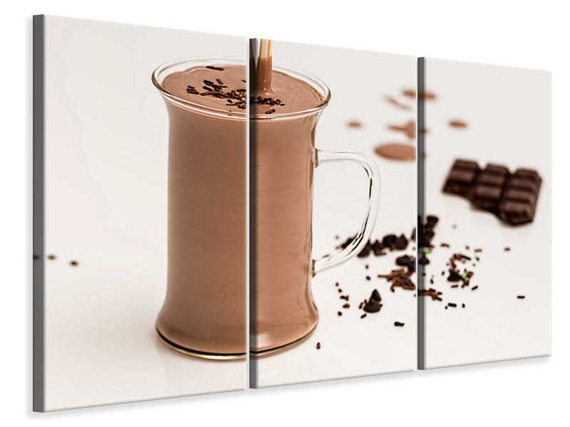 Leinwandbild 3-teilig Süsser Schokoladen Smoothie