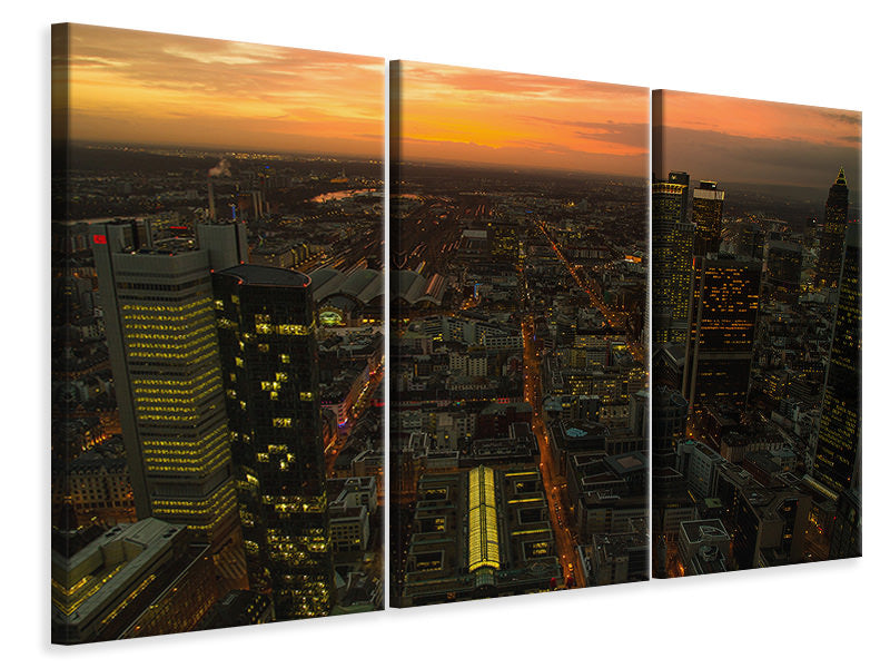 Leinwandbild 3-teilig Über den Dächern von Frankfurt