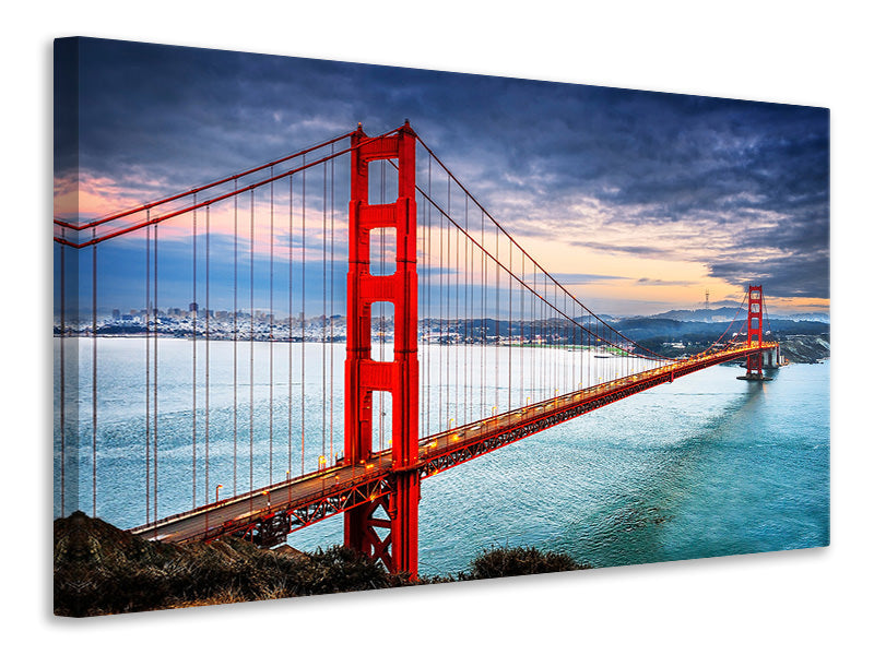 Leinwandbild Der Golden Gate Bridge bei Sonnenuntergang
