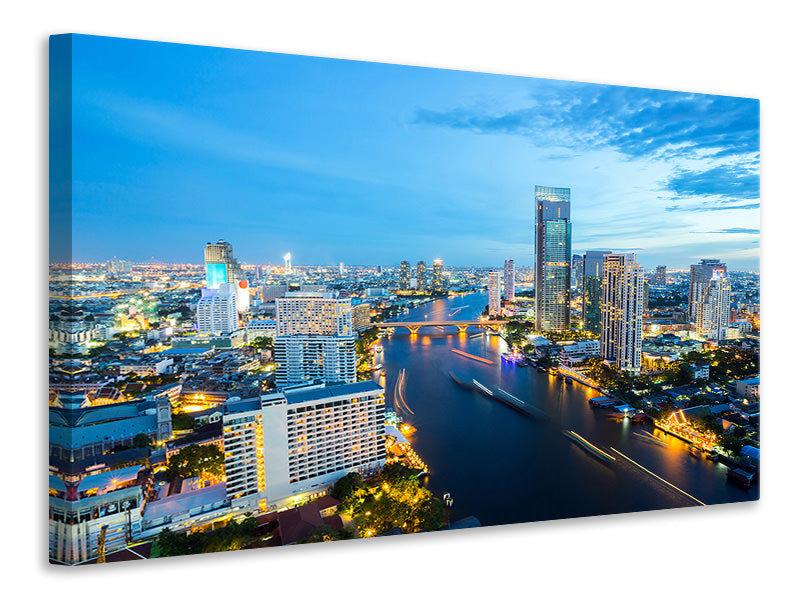 Leinwandbild Skyline Bangkok in der Abenddämmerung