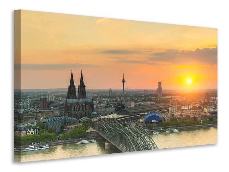 Leinwandbild Skyline Köln bei Sonnenuntergang