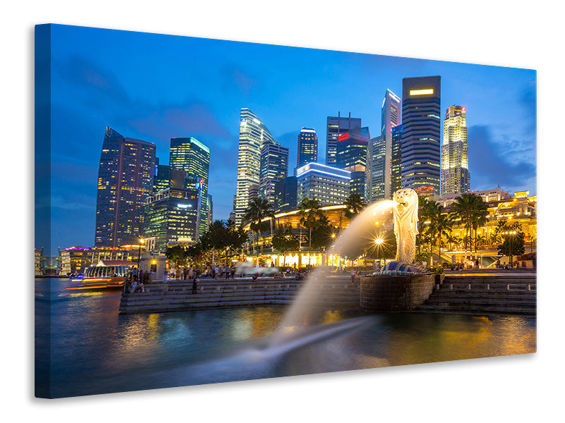 Leinwandbild Skyline Singapur im Lichtermeer
