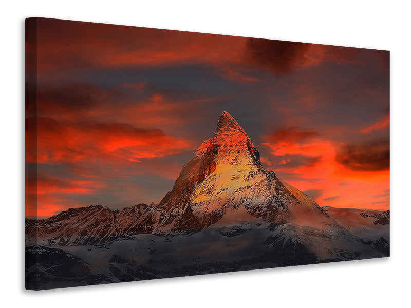 Leinwandbild Berge der Schweiz bei Sonnenuntergang