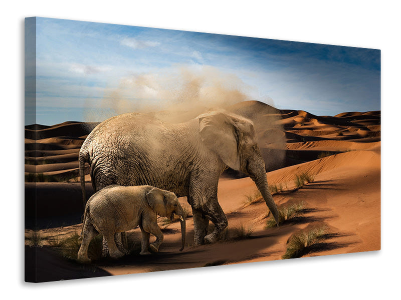 Leinwandbild Elefanten in der Wüste