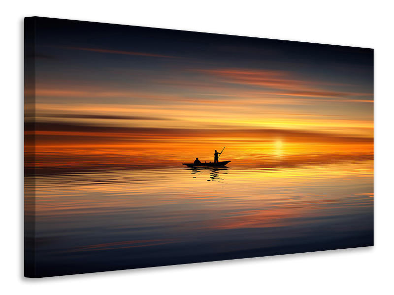 Leinwandbild Romantischer Sonnenuntergang auf dem Meer