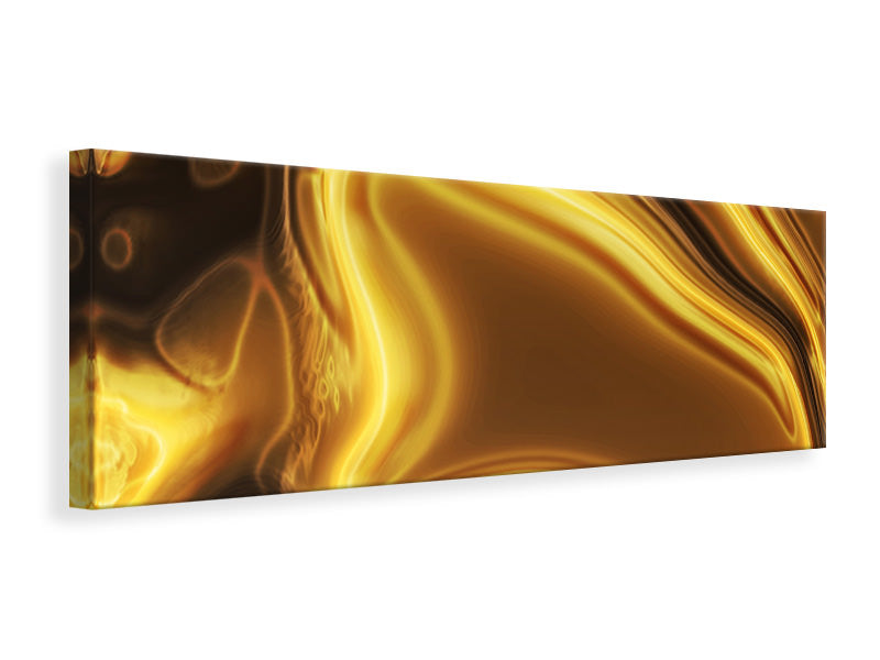 Leinwandbild Panorama Abstrakt Flüssiges Gold