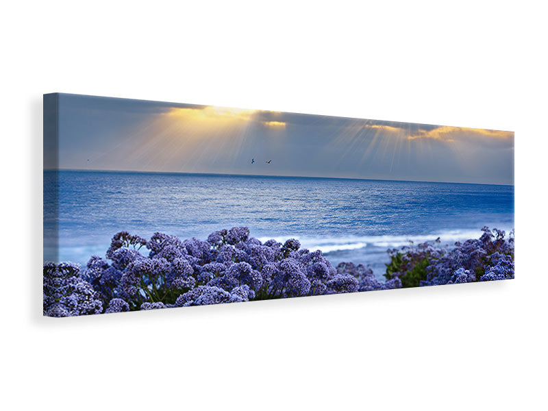 Leinwandbild Panorama Der Lavendel und das Meer