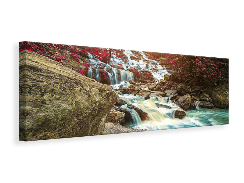 Leinwandbild Panorama Exotischer Wasserfall