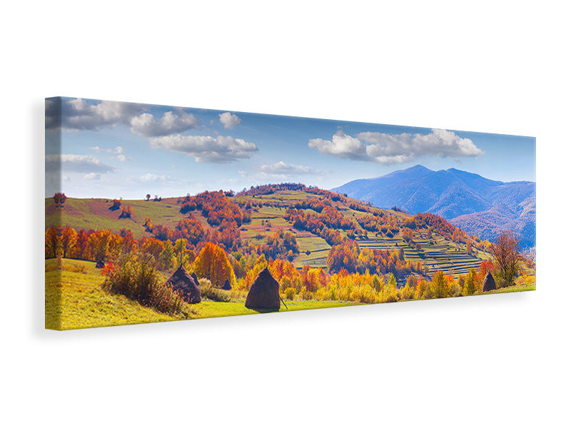 Leinwandbild Panorama Herbstliche Berglandschaft