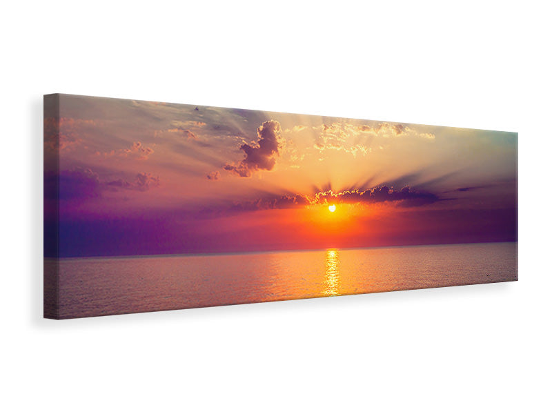 Leinwandbild Panorama Mystischer Sonnenaufgang