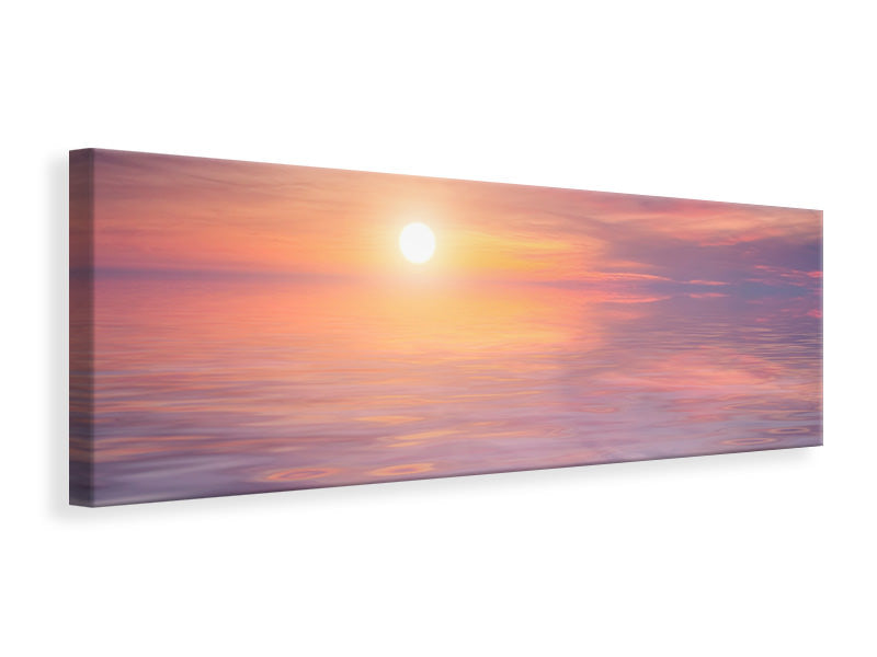 Leinwandbild Panorama Sonnenuntergang auf See