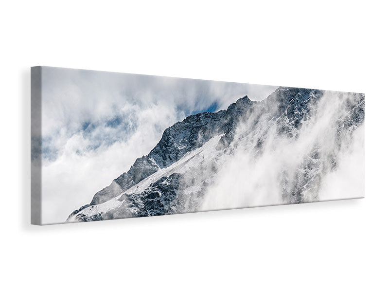 Leinwandbild Panorama Bergsicht mit Wolken